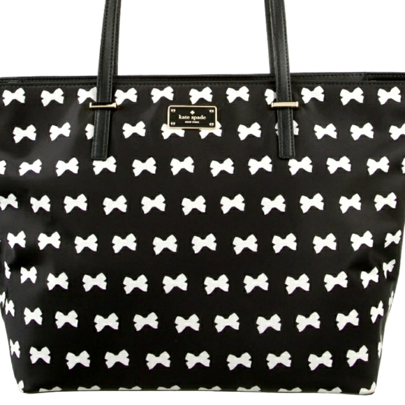 KATE SPADE โ ๏ธ LEATHER TRIM CANVAS TOTE BAG (LARGE) - Picture 1 of 8